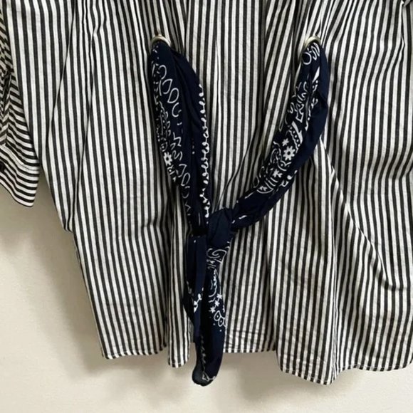 Zara Striped Shirt with Bandana Tie M - Picture 6 of 7